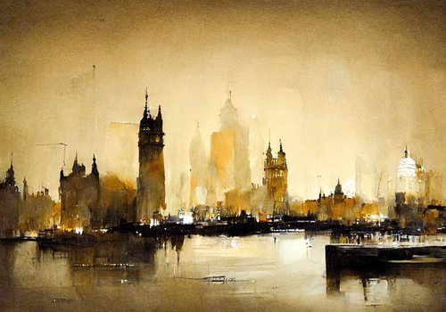 Digital Painting " Abstract London" v11 by Yulia Schuster