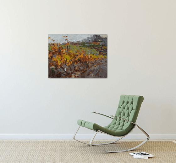 Autumn vineyard Landscape painting