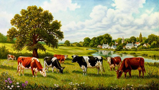 SUMMER IDYLL - COWS IN A MEADOW