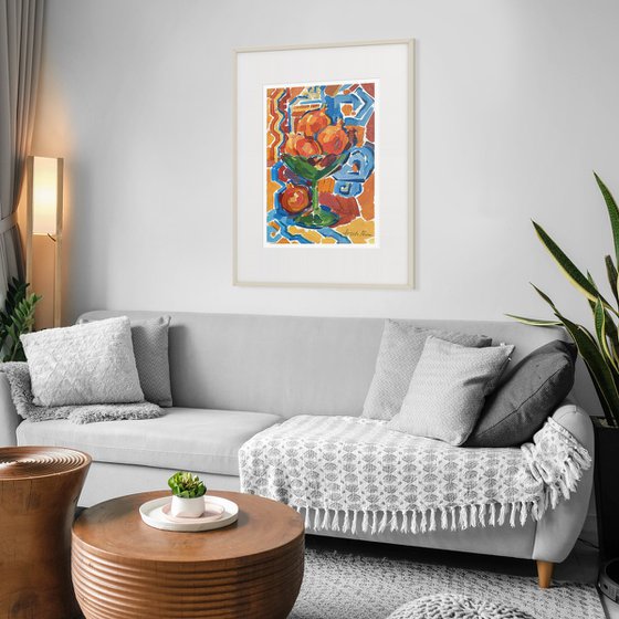 Pomegranates in an Emerald Crystal Vase