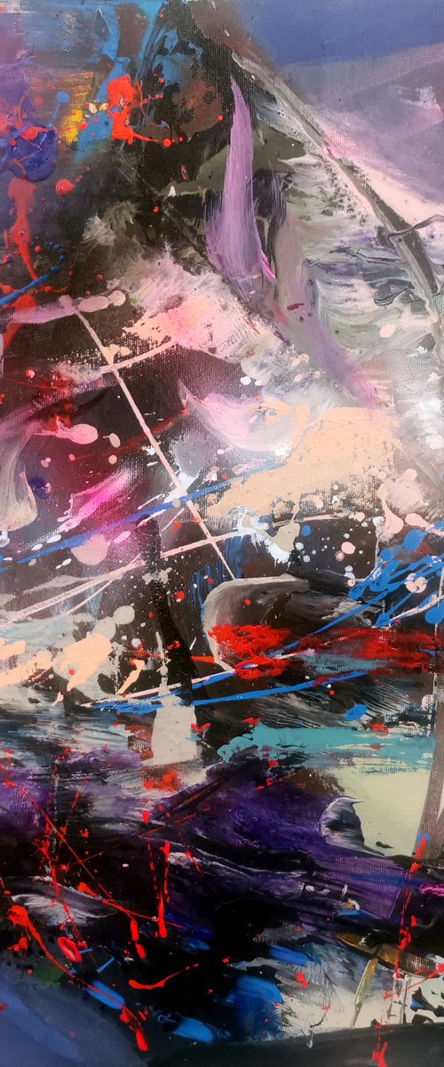 Fascinating enigmatic abstract beautiful action painting driping by O Kloska by Kloska Ovidiu