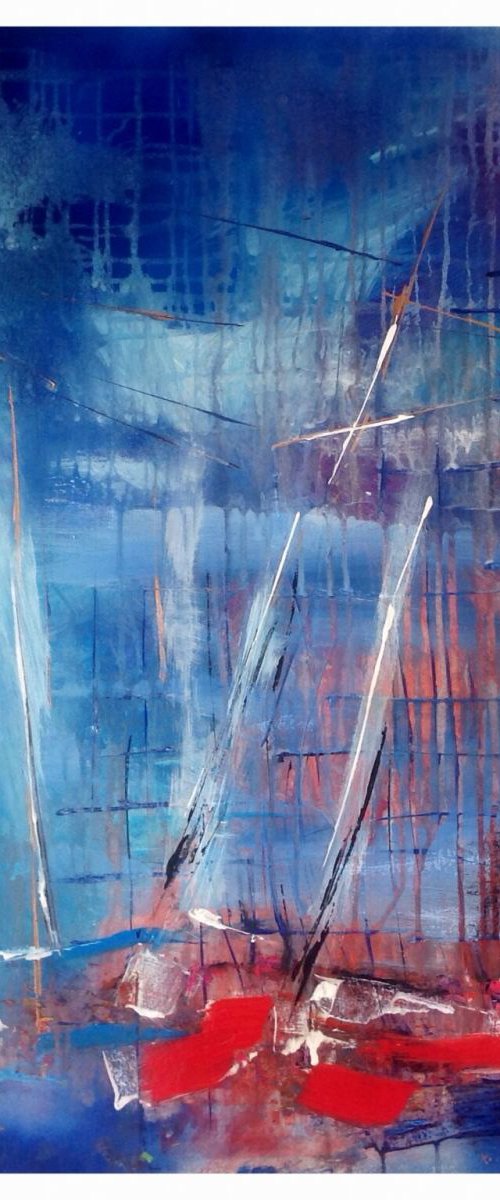 Abstract boats  by Linda Collins Lamb