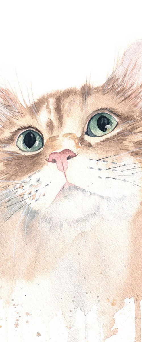 Is That for Me? Original Cat painting by Katerina Koroleva