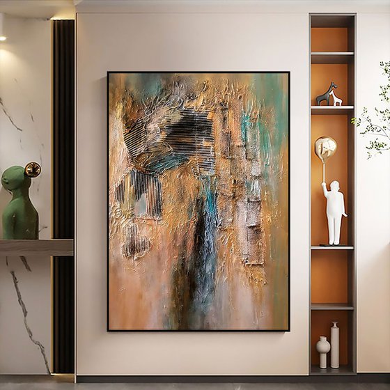 Vintage 70x100cm Abstract Textured Painting