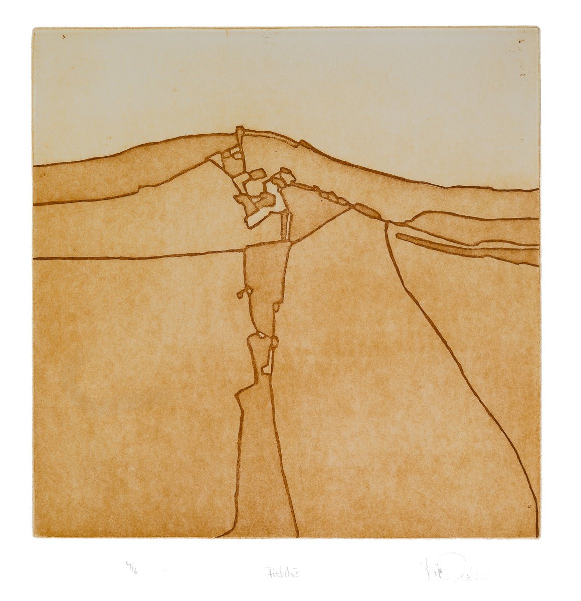 Impressionistic Landscape Etchings & Engravings By Heike Roesel, 13 X 13, Fields 2, Original Artwork