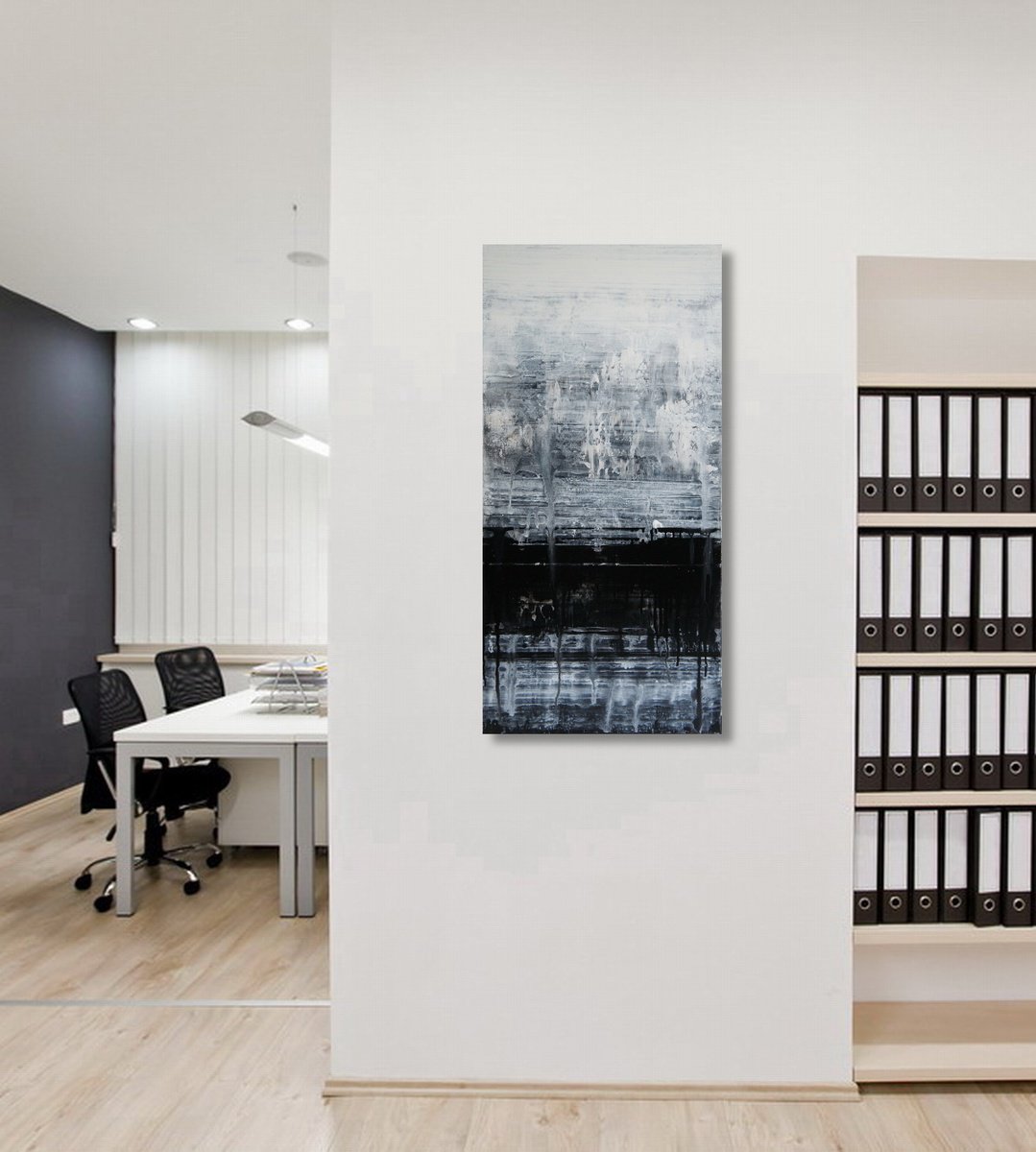 Abstract Acrylic Painting By Ansgar Dressler, 20 X 39, Veiled V, Original Artwork