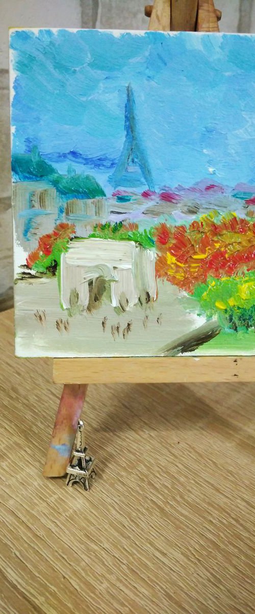 Autumn in Paris miniature painting by Dmitry Fedorov
