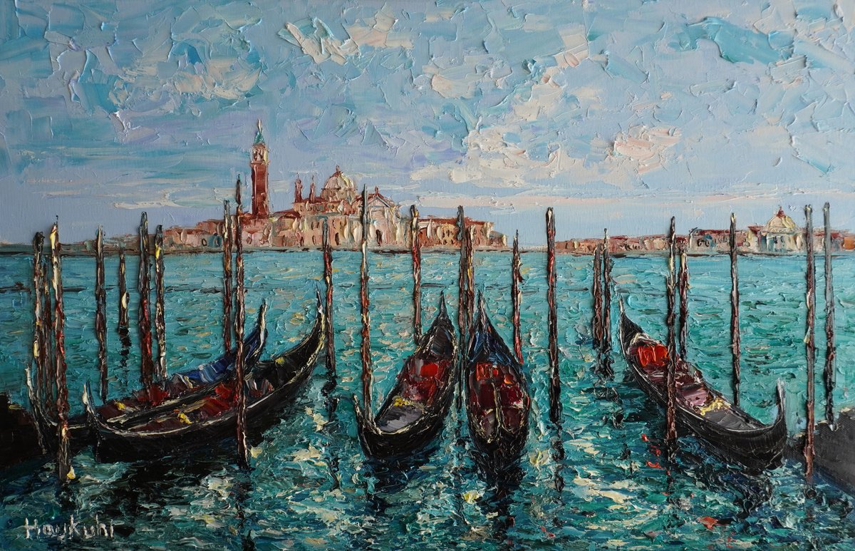 Impressionistic Landscape Oil Painting By Haykuhi Khachatryan, 24 X 16, Venice, Original Artwork