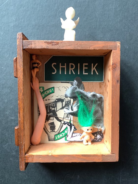 “Art Deco Surrealistic Shriek Chu-Chu Troll Shadow Box”