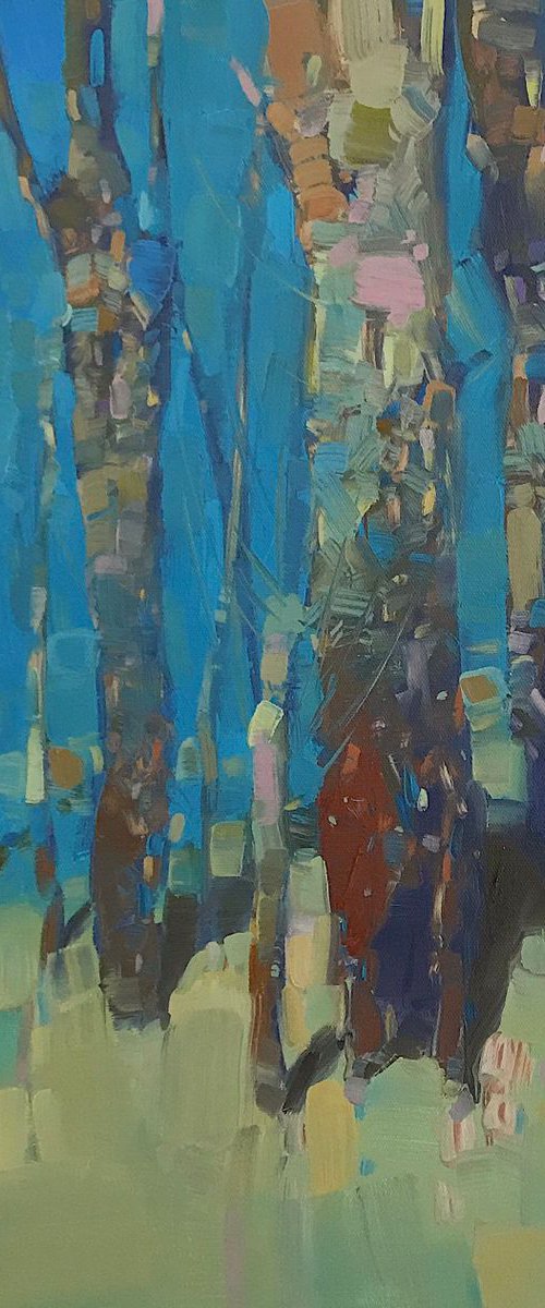Old Trees, Landscape oil painting, Handmade artwork, by Vahe Yeremyan