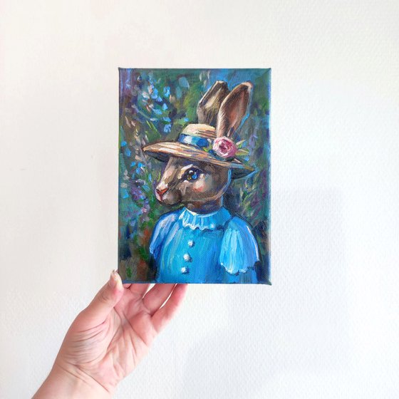 Lady rabbit. Original oil painting