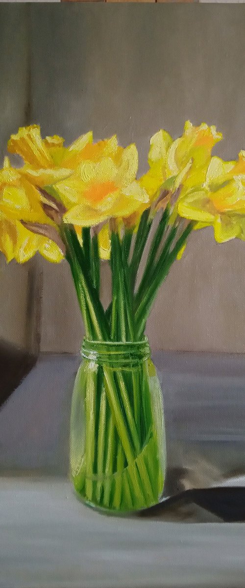 Sun in a Vase. Yellow Daffodils by Ira Whittaker