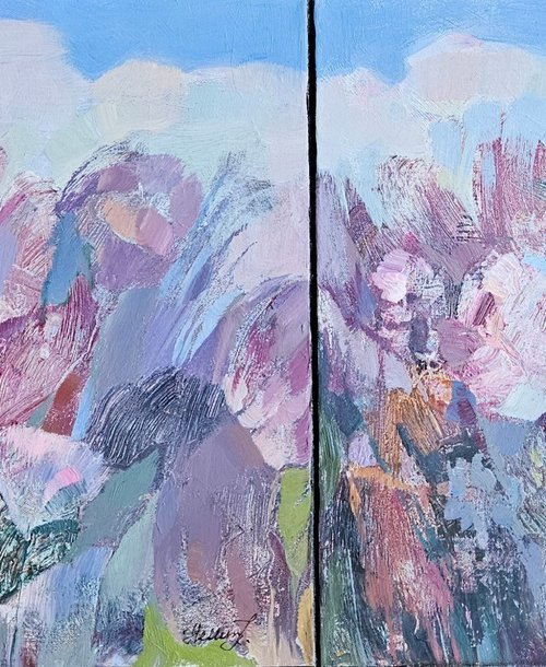 Boundless Spring .Diptych by Tatiana Hellum