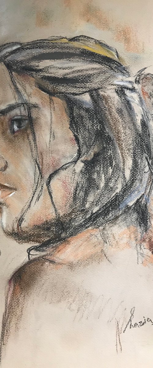 Boy with long hair by Shazia Mufti