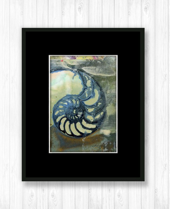 Nautilus Shell 2020-14 - Mixed media Sea Shell Painting by Kathy Morton Stanion