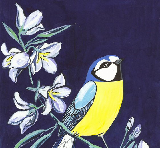 Bluetit and Bellflower