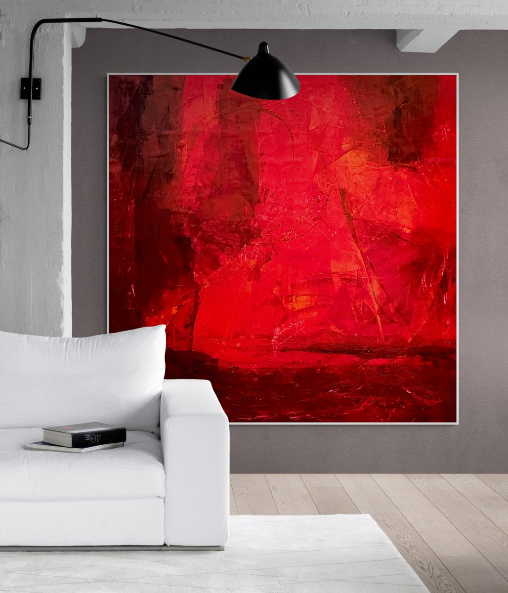 Abstract Acrylic Painting By Anita Kaufmann, 55 X 55, Terra Mystica No. 3224, Original Artwork