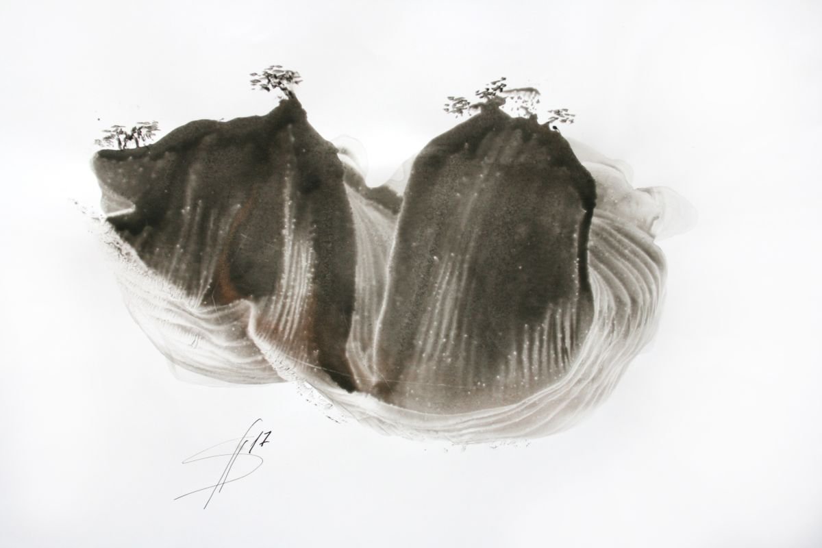 Abstract Landscape Drawing By Salana Art / Svetlana Samovarova, 13 X 9",