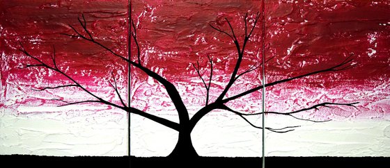 Burgundy Tree of Life artwork in acrylic