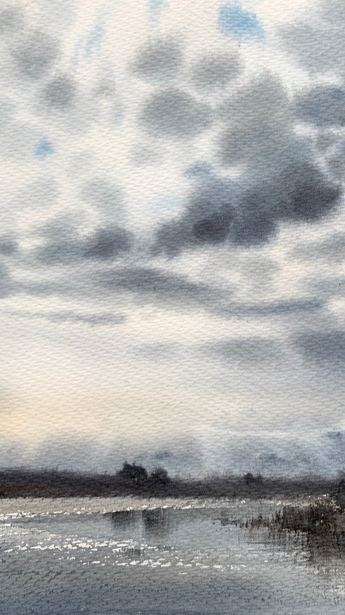 Clouds over the river by Eugenia Gorbacheva