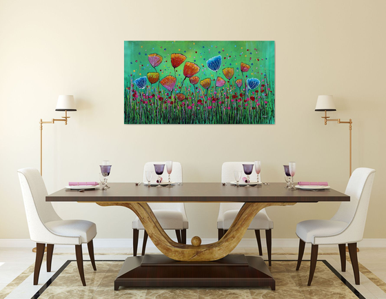 Young Folks #7 - Large original abstract floral painting