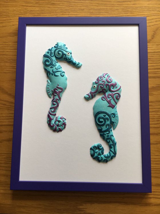 Blue and Purple Seahorses