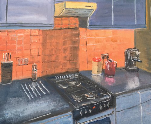 The artists Kitchen, an original interior oil painting! by Julian Lovegrove Art