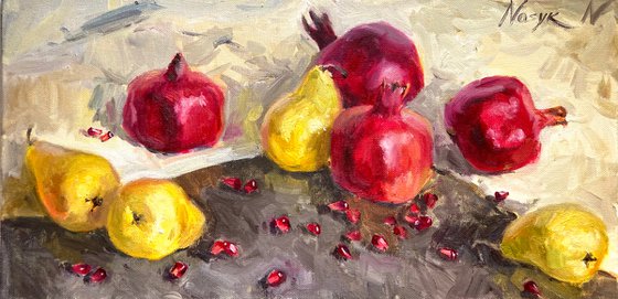 Pomegranates and pears