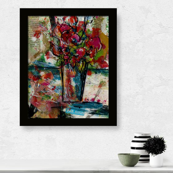 Flowers In Vase 4 - Mixed Media Floral Art by Kathy Morton Stanion