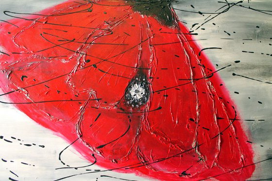 Contemporary Red Poppy Abstract