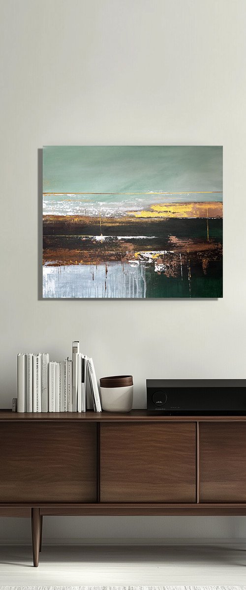 Golden Meadow, green emerald by Tatiana Malinovscaia