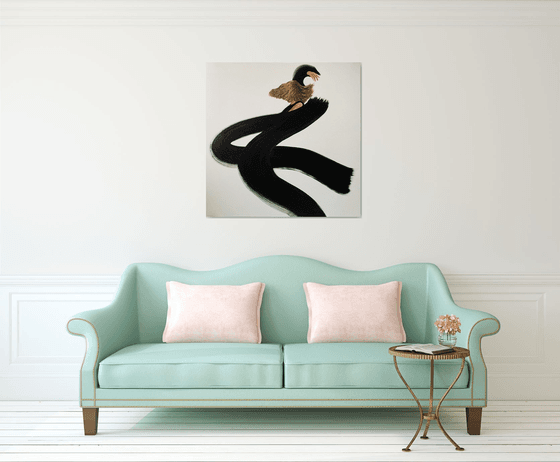 ” woman flying butterfly ”