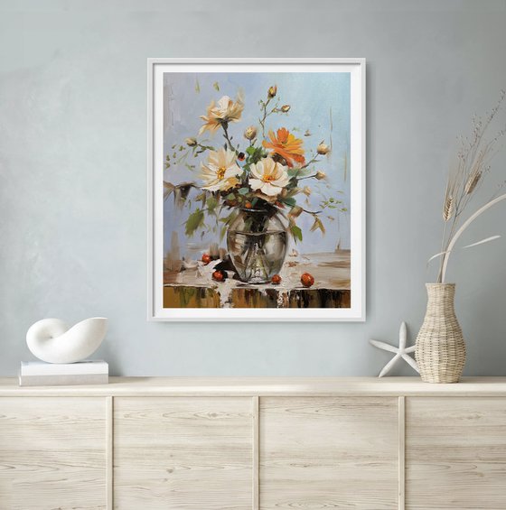 Wildflower Bouquet in Glass Vase.