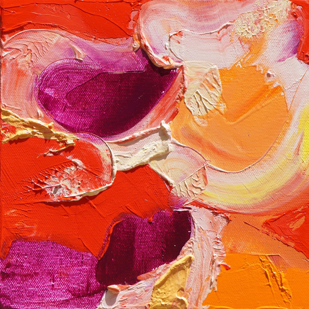 Abstract Oil Painting By Jelena B, 8 X 8, Happy Tile-Maia, Original Artwork