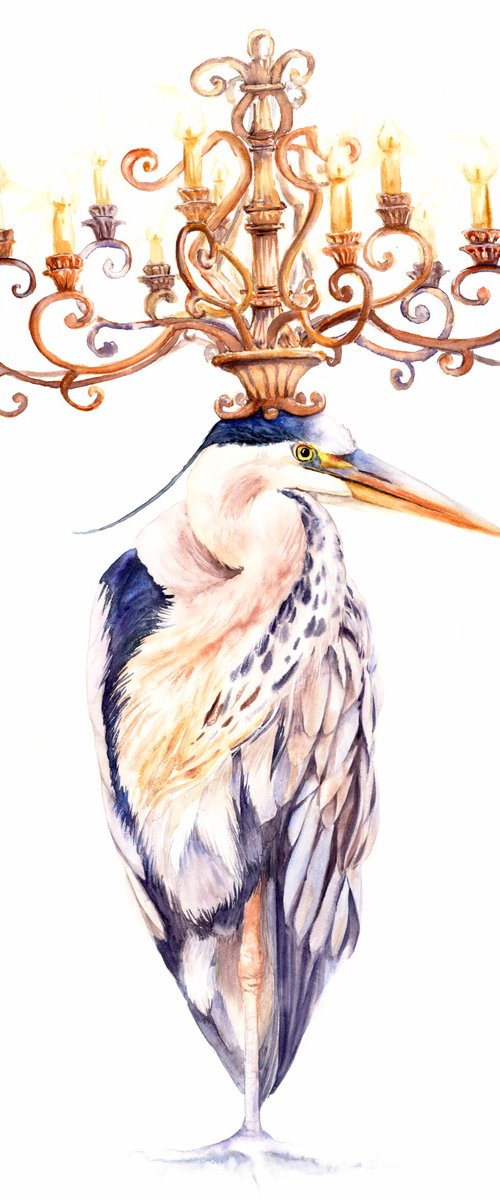 Heron & Golden Chandelier 2 by Tetiana Savchenko