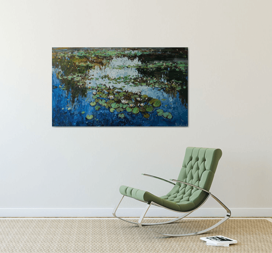 White Water Lilies - Impasto Original Oil painting