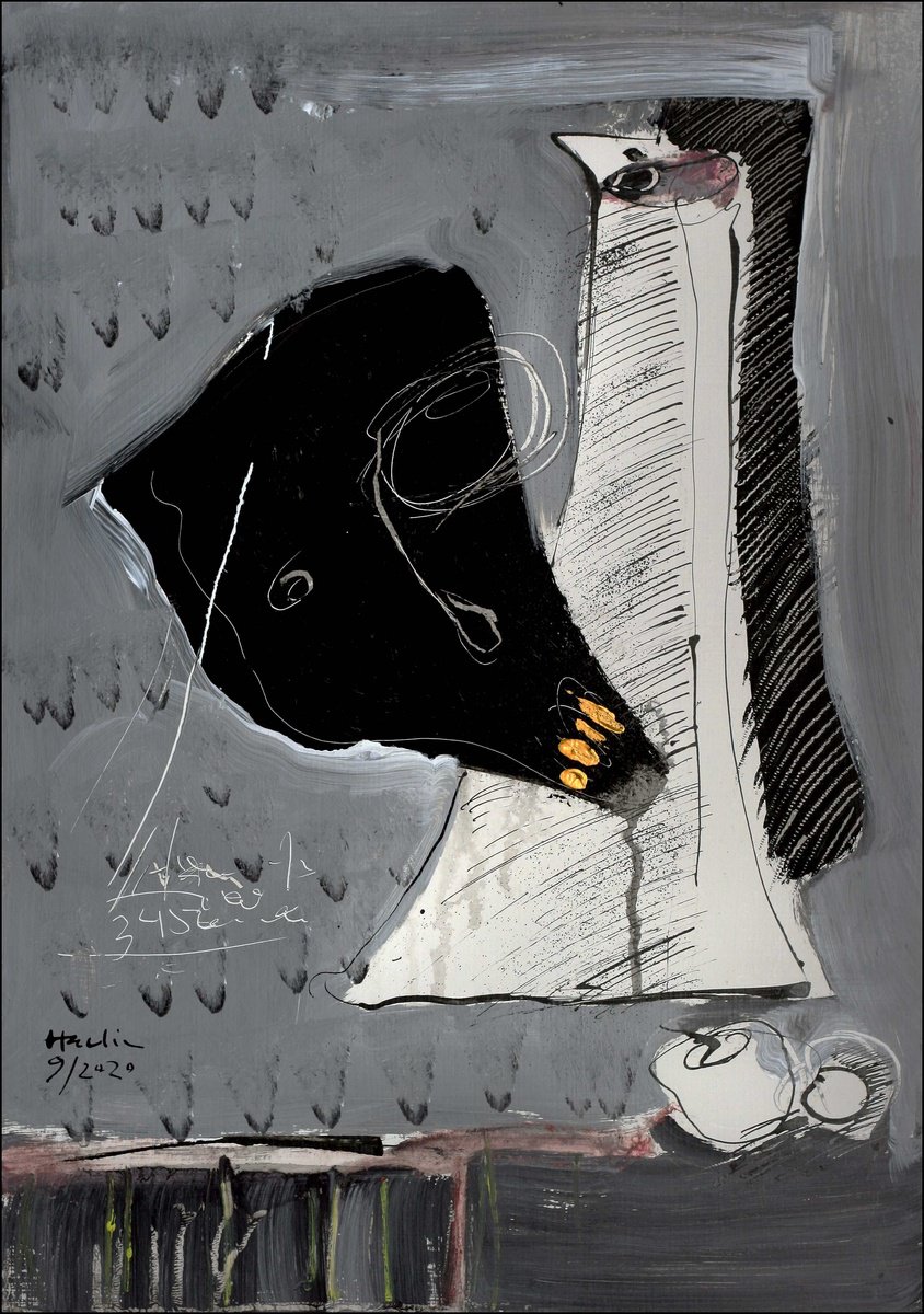 Still Life Acrylic Painting By Jiri Havlik, 14 X 20, Black, Original Artwork