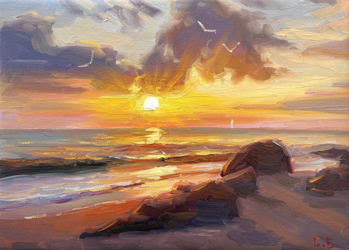 Sunset Embankment By Evgeny Chernyakovsky, 14 X 10, Artwork For Sale On Artfinder