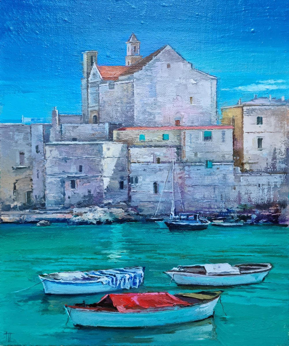 Impressionistic Landscape Oil Painting By Hennadii Penskyi, 10 X 12, Giovinazzo, Italy, Original Artwork