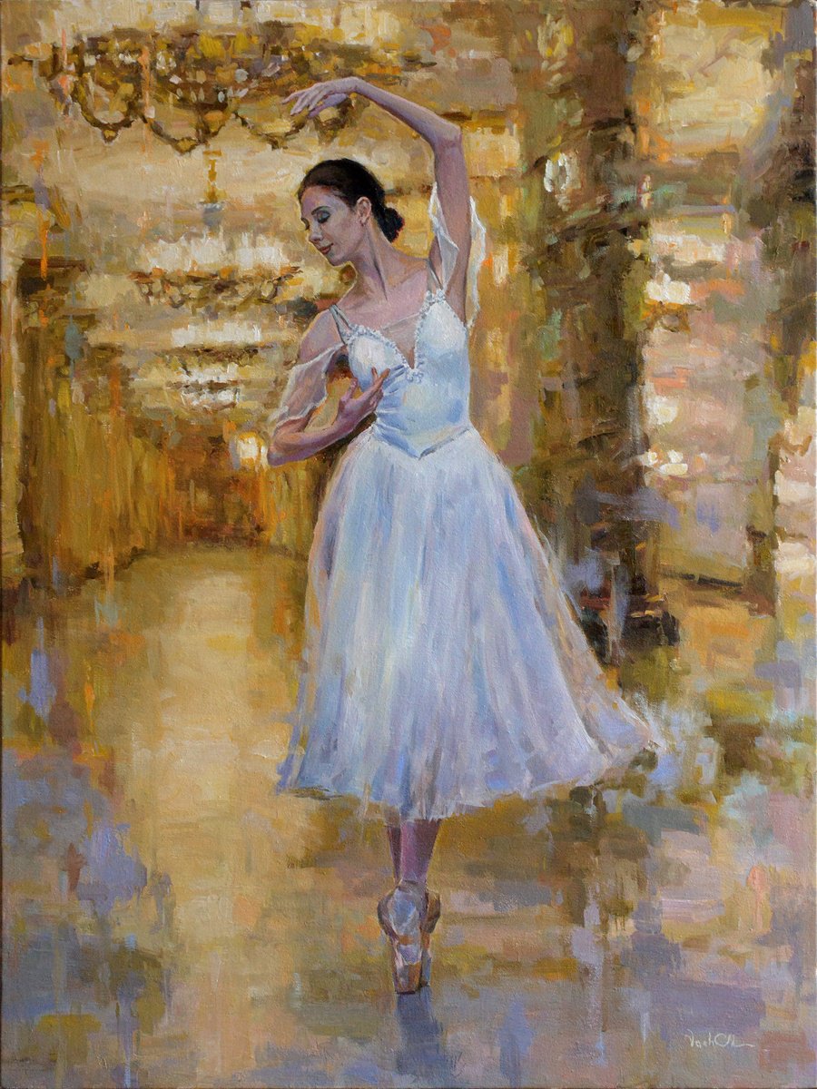 Impressionistic Portrait Oil Painting By Vachagan Manukyan, 24 X 31", Ballet Dancer #60, Original Artwork