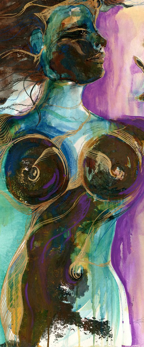 Earth Goddess -  Large Abstract Nude Painting  by Kathy Morton Stanion by Kathy Morton Stanion