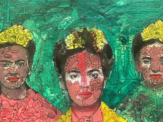 Three portraits of Frida