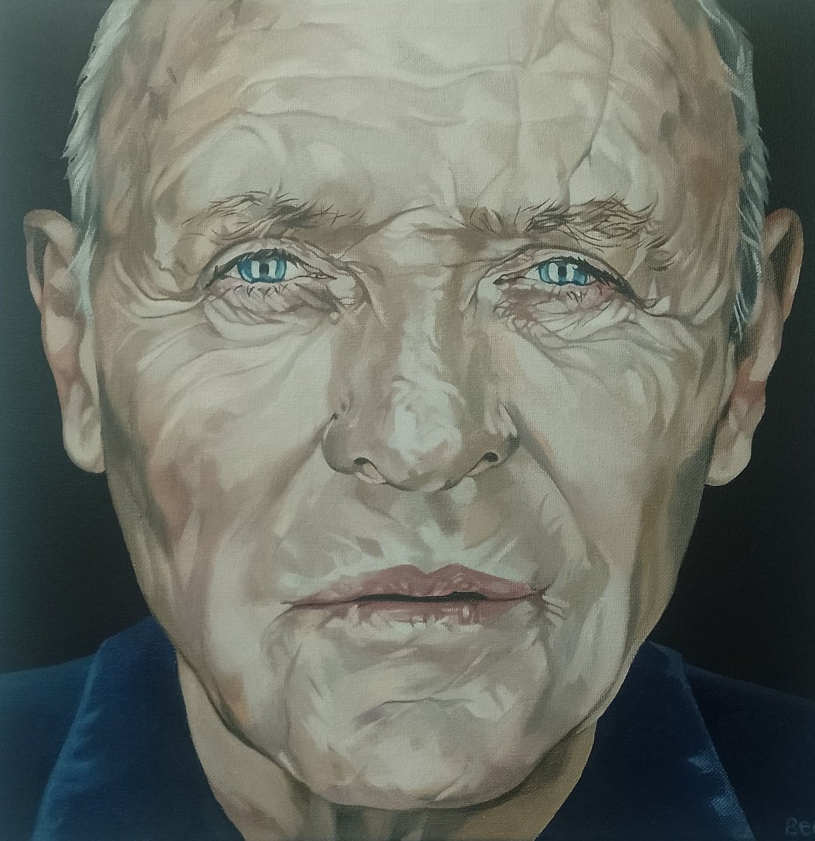 Expressive Portrait Oil Painting By Jo Beer, 16 X 16, Sir Anthony, Original Artwork