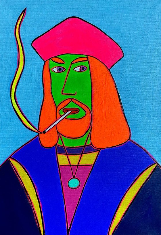 Naive Pop Art renaissance portrait(canvas)