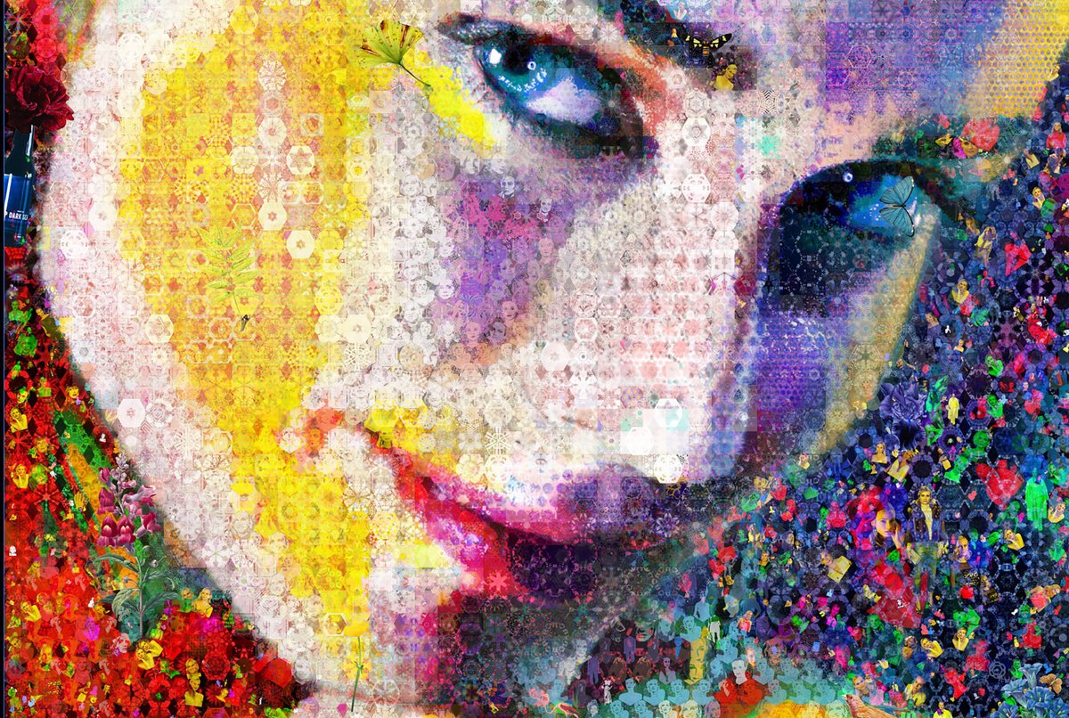 Portrait Collage By John Lijo Bluefish, 52 X 70, Farewell, My Queen Collage, Original Artwork