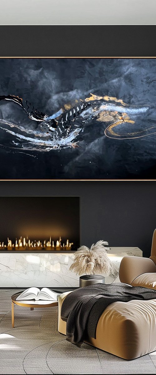 Silver Energy in Black Night by Indie Ru