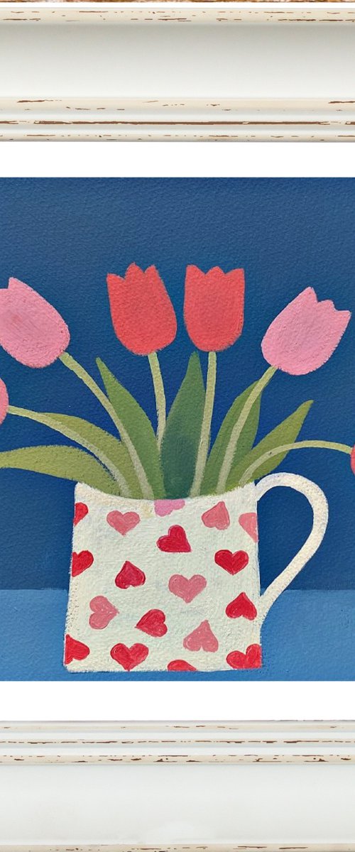 Six Pink Tulips by Jan Rippingham