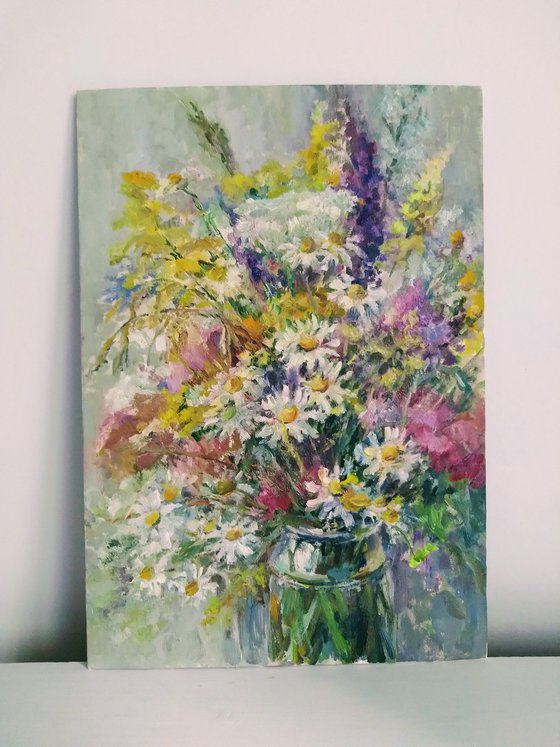 Fields flowers 2. Original oil painting.