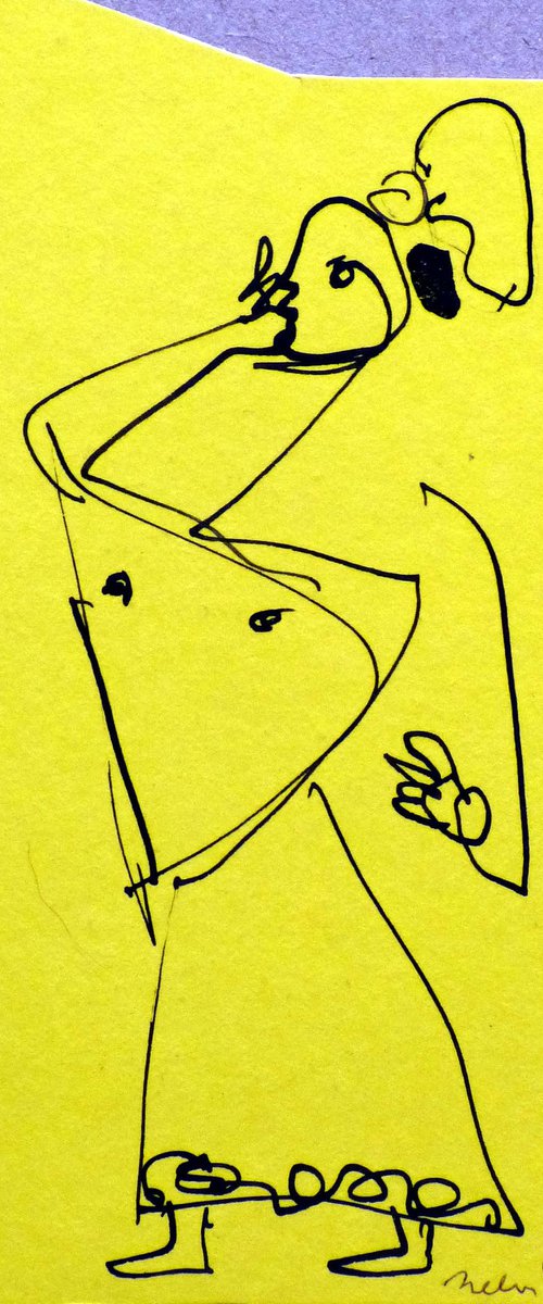 Small sketch on yellow paper, 8x15 cm ES2 by Frederic Belaubre