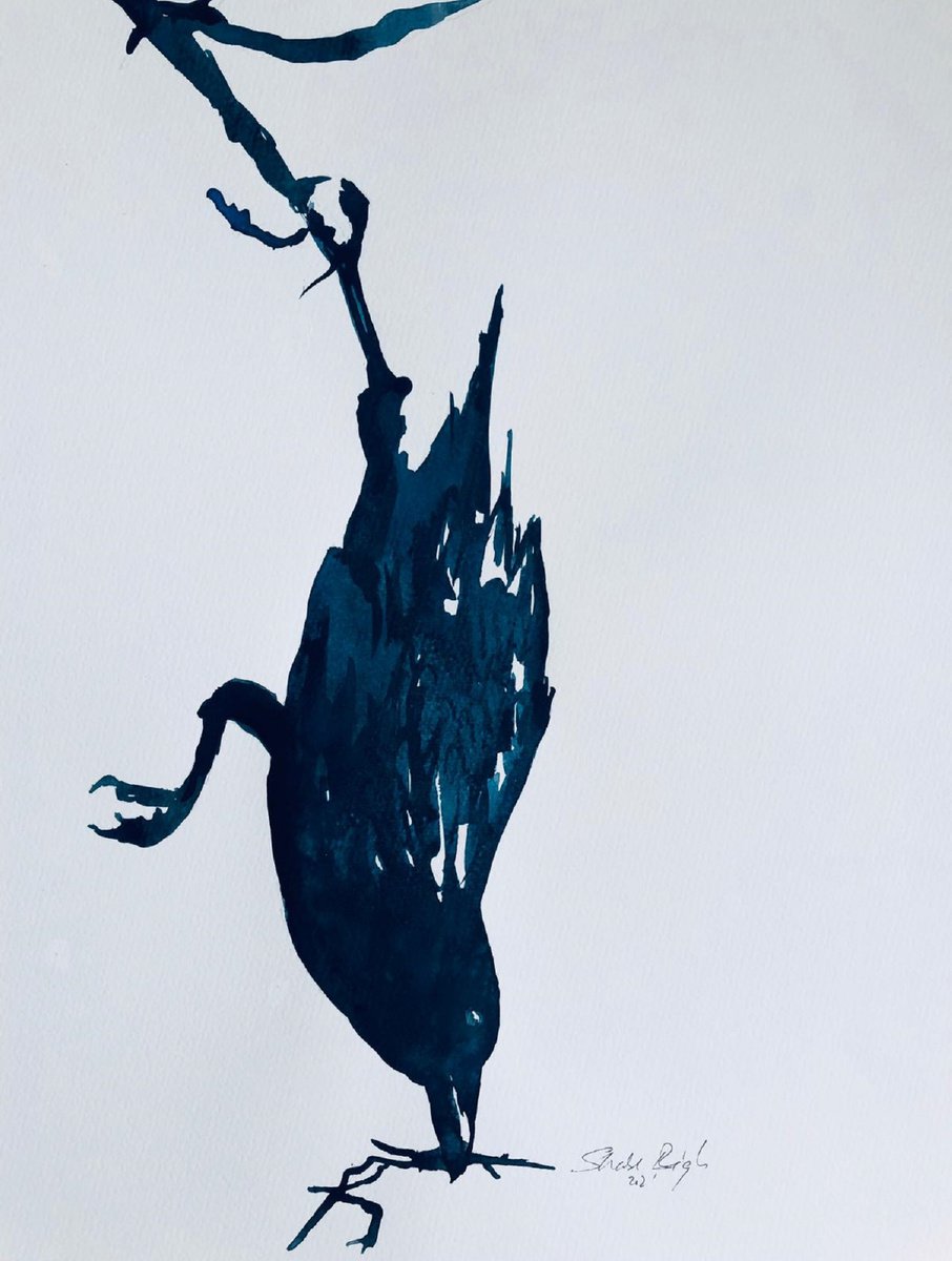 Expressive Animal Ink Drawing By Shabs Beigh, 23 X 33", Flight 10, Original Artwork